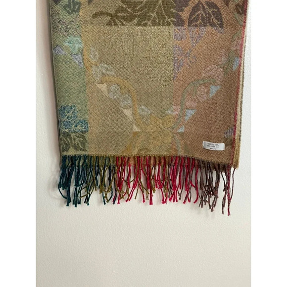 Vintage Corrierildo Italy Wool Reversible Fringe Blanket Scarf Winter Shawl - Picture 5 of 12